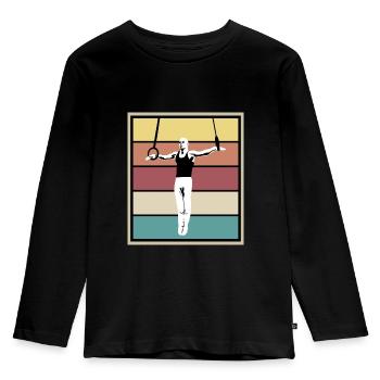Männer Turnen Ringe, Turner, Men's Gymnastics - Kinder Premium Bio Langarmshirt - Schwarz - Vorne - AI Model Kid Male (0cm)