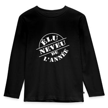 élu neveu de l année - cadeau neveu - T-shirt manches longues Premium Enfant - noir - Devant - AI Model Kid Male (0cm)