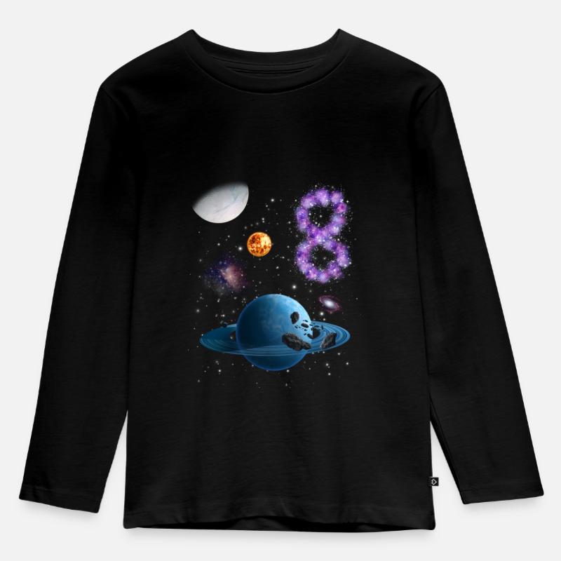 8. Geburtstag Kinder Weltraum - Kinder Premium Bio Langarmshirt - Schwarz