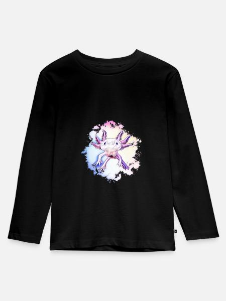 Axolotl - Kinder Premium Bio Langarmshirt - Schwarz