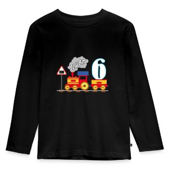 Endlich 6 Jahre sechster Geburtstag - Kinder Premium Bio Langarmshirt - Schwarz - Vorne - AI Model Kid Male (0cm)