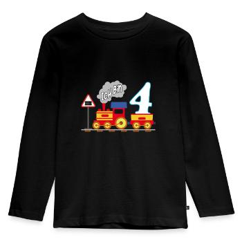 Endlich 4 Jahre vierter Geburtstag - Kinder Premium Bio Langarmshirt - Schwarz - Vorne - AI Model Kid Male (0cm)