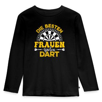 Beste Frauen Darts Damen Dartpfeile Zubehör Dart - Kinder Premium Bio Langarmshirt - Schwarz - Vorne - AI Model Kid Male (0cm)