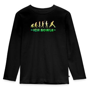 Evolution Bowling Shirt Ich Bowle Bowlingspieler - Kinder Premium Bio Langarmshirt - Schwarz - Vorne - AI Model Kid Male (0cm)