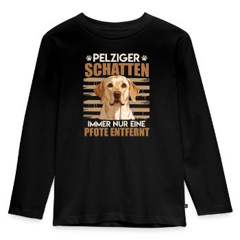 Labrador Herrchen PELZIGER SCHATTEN Labrador - Kinder Premium Bio Langarmshirt - Schwarz - Vorne - AI Model Kid Male (0cm)