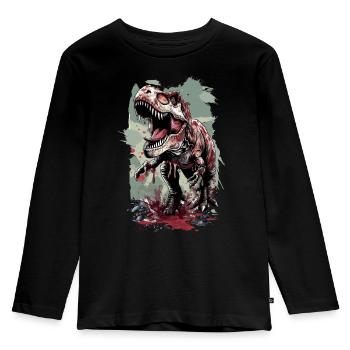 T Rex Dino dinosaure préhistorique - T-shirt manches longues Premium Enfant - noir - Devant - AI Model Kid Male (0cm)