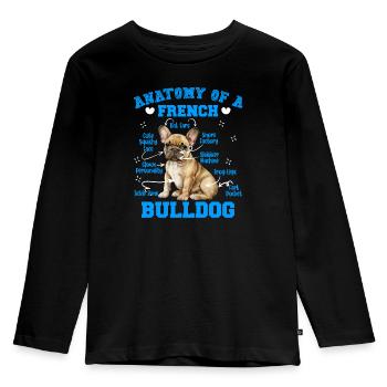 Frenchie Fan Merchandise Anatomy of a French Bulldog - Kids' Premium Longsleeve Shirt - black - Front - AI Model Kid Male (0cm)
