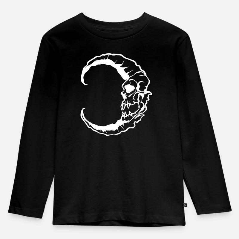 Mondschädel Halloween - Kinder Premium Bio Langarmshirt - Schwarz
