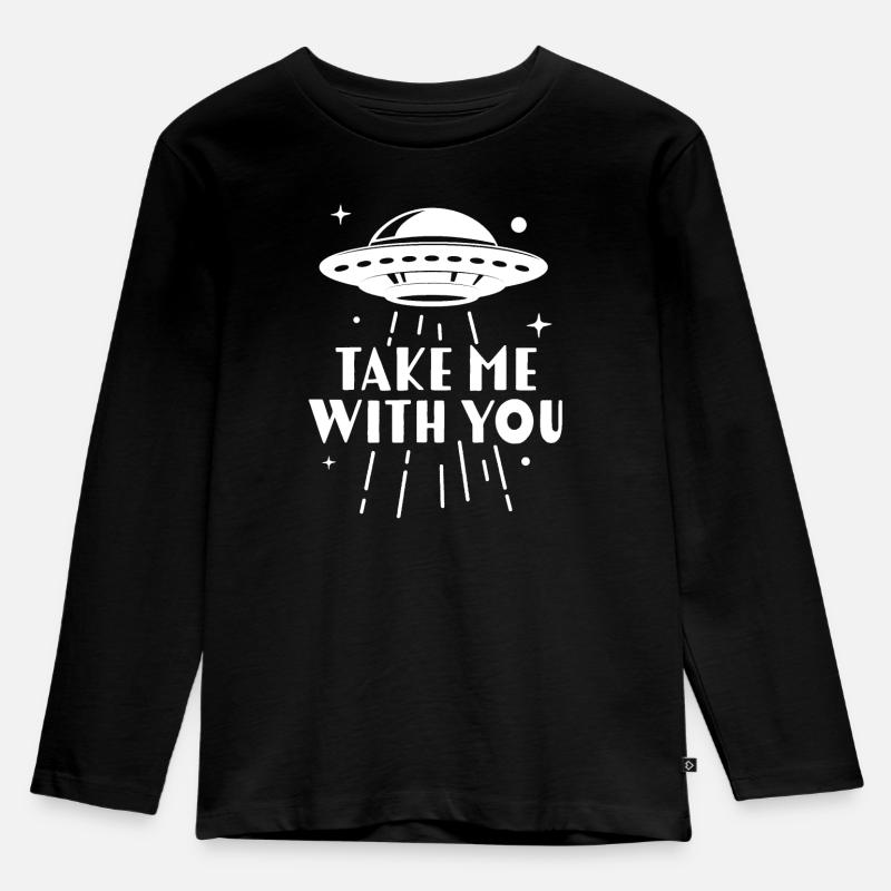 Nimm mich mit - Kinder Premium Bio Langarmshirt - Schwarz