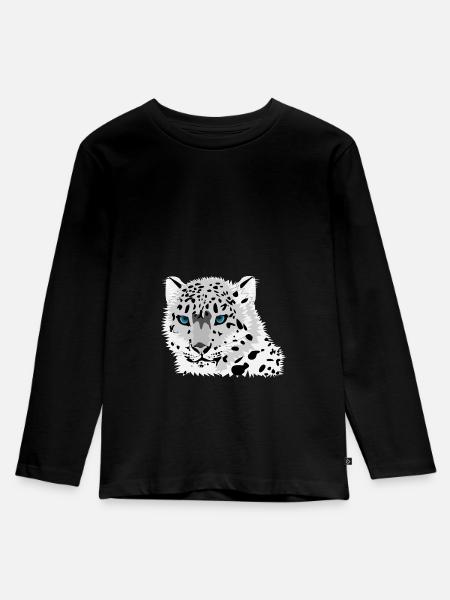 Schneeleopard - Kinder Premium Bio Langarmshirt - Schwarz