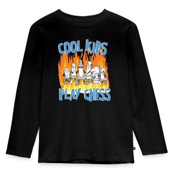 Schachfiguren Kinder Schach Cool Kids Play Chess - Kinder Premium Bio Langarmshirt - Schwarz - Vorne - AI Model Kid Male (0cm)