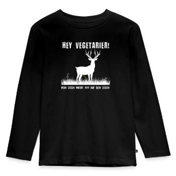 Hey Vegetarier Jäger Jägerin Shirt - Kinder Premium Bio Langarmshirt - Schwarz - Vorne - AI Model Kid Male (0cm)