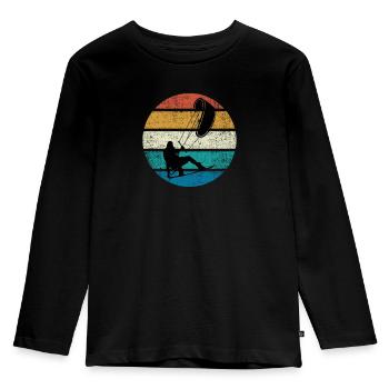 Kiteboarding Kiteboarder Kiteboard Silhouette Nein - Kinder Premium Bio Langarmshirt - Schwarz - Vorne - AI Model Kid Male (0cm)