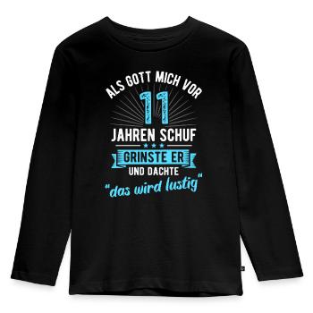 11. Geburtstag als Gott mich vor 11 Jahren schuf - Kinder Premium Bio Langarmshirt - Schwarz - Vorne - AI Model Kid Male (0cm)