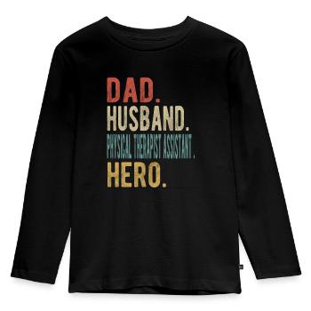 Physiotherapeuten Assistent Papa Ehemann Held - Kinder Premium Bio Langarmshirt - Schwarz - Vorne - AI Model Kid Male (0cm)