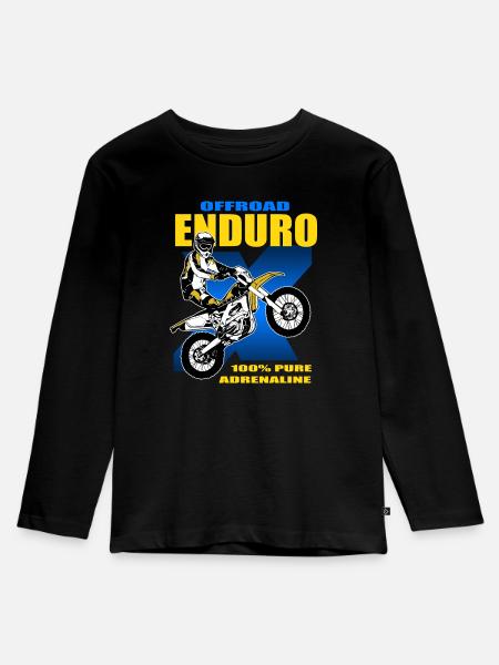 Enduro Offroad - Kinder Premium Bio Langarmshirt - Schwarz