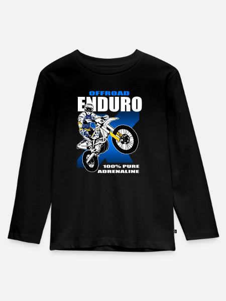 Enduro Offroad - Kinder Premium Bio Langarmshirt - Schwarz