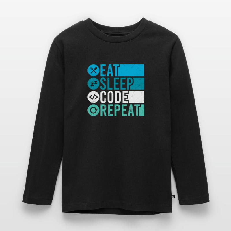 Eat Sleep Code Repeat Programmeur T-shirt manches longues Premium Enfant
