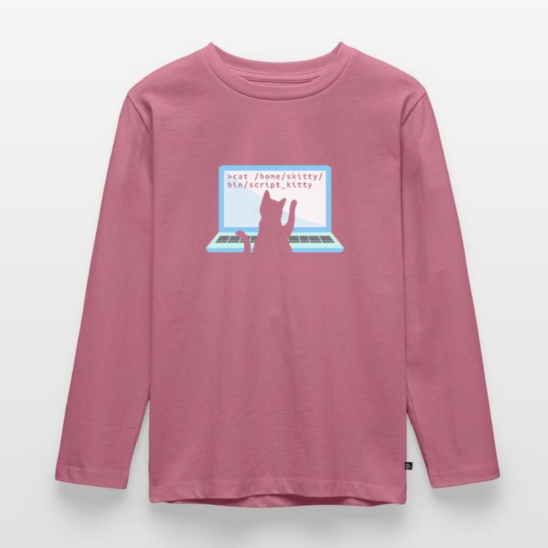 Katze als Programmierer Coder Katzenbesitzer Kinder Premium Bio Langarmshirt