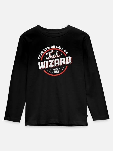 Tech Support - Kinder Premium Bio Langarmshirt - Schwarz
