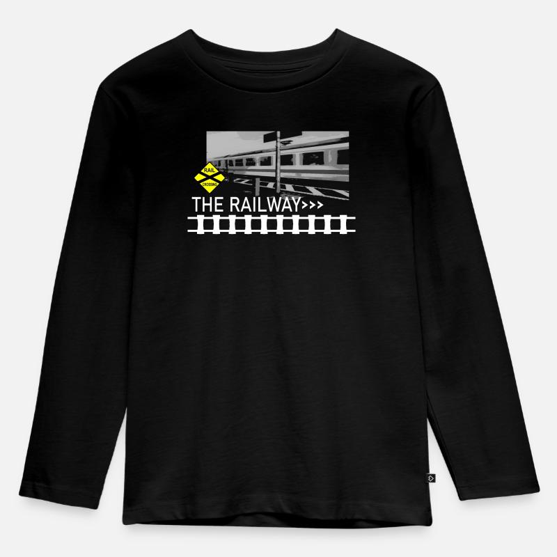 THE RAILWAY - Kinder Premium Bio Langarmshirt - Schwarz