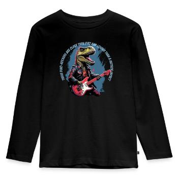 T-Rex Punk Rock : Design de dinosaure pour les fans de rock - T-shirt manches longues Premium Enfant - noir - Devant - AI Model Kid Male (0cm)