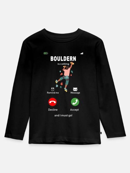 Bouldern is calling - Kinder Premium Bio Langarmshirt - Schwarz