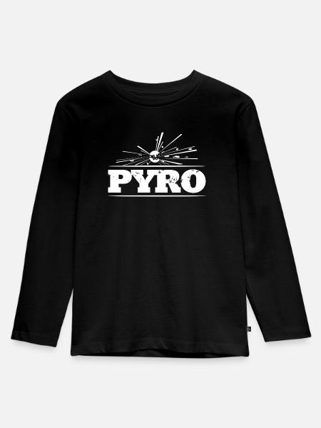 Pyro Explosive Feuerwerk - Kinder Premium Bio Langarmshirt - Schwarz