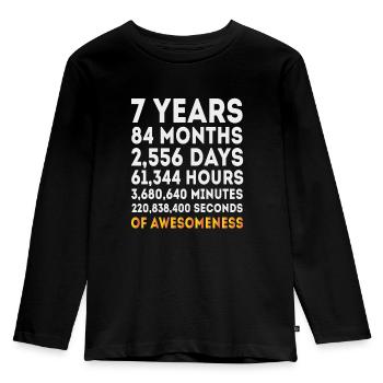 7th Birthday, 7 Year Old Birthday, 7th Birthday - Kids' Premium Longsleeve Shirt - black - Front - AI Model Kid Male (0cm)