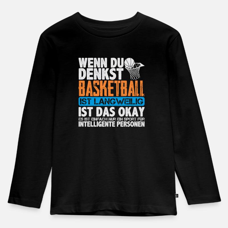 Basketball - Kinder Premium Bio Langarmshirt - Schwarz