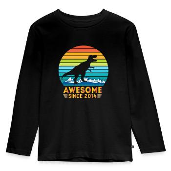 Awesome Since 2014 - Kinder Premium Bio Langarmshirt - Schwarz - Vorne - AI Model Kid Male (0cm)