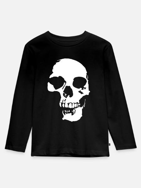skull - Kinder Premium Bio Langarmshirt - Schwarz
