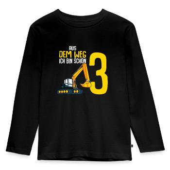 3. Geburtstag Bagger Baggerfahrer 3 Jahre Kinder - Kinder Premium Bio Langarmshirt - Schwarz - Vorne - AI Model Kid Male (0cm)