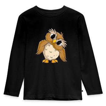 Eulen Liebhaber Mädchen Kinder Eule - Kinder Premium Bio Langarmshirt - Schwarz - Vorne - AI Model Kid Male (0cm)