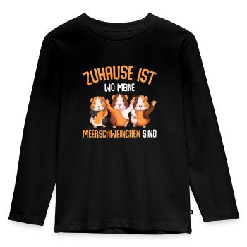 Zuhause ist wo meine Meerschweinchen sind - Kinder Premium Bio Langarmshirt - Schwarz - Vorne - AI Model Kid Male (0cm)