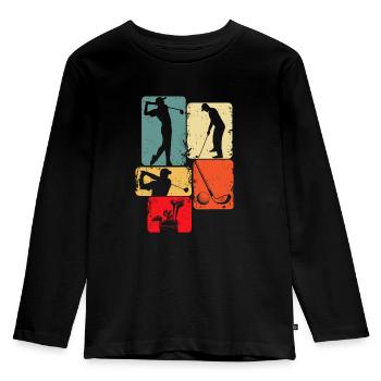 Golf Golfer Golfspieler Kinder Jungen - Kinder Premium Bio Langarmshirt - Schwarz - Vorne - AI Model Kid Male (0cm)