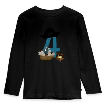 4th child birthday 4 years old gift shirt - Kids' Premium Longsleeve Shirt - black - Front - AI Model Kid Male (0cm)