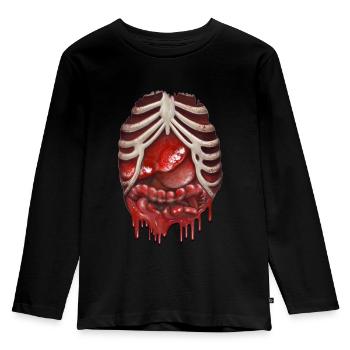 Zombie Splatter Shirt - Kinder Premium Bio Langarmshirt - Schwarz - Vorne - AI Model Kid Male (0cm)