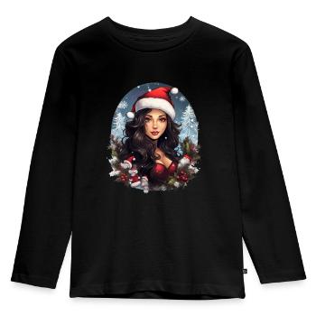 Mrs. Claus - Kids' Premium Longsleeve Shirt - black - Front - AI Model Kid Male (0cm)