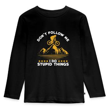 Don't follow me I do stupid things MTB Fahrrad - Kinder Premium Bio Langarmshirt - Schwarz - Vorne - AI Model Kid Male (0cm)