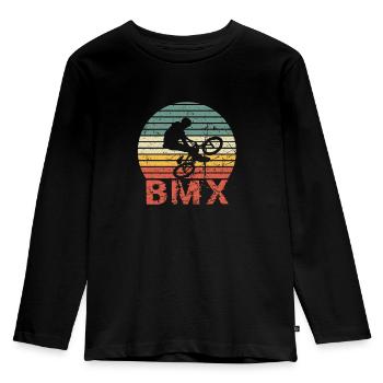 BMX Coureur vélo Patineur vélo VTT Fun - T-shirt manches longues Premium Enfant - noir - Devant - AI Model Kid Male (0cm)