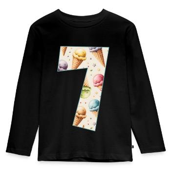 GLACE NUMÉRO 7 ANS GLACE 7E ANNIVERSAIRE - T-shirt manches longues Premium Enfant - noir - Devant - AI Model Kid Male (0cm)