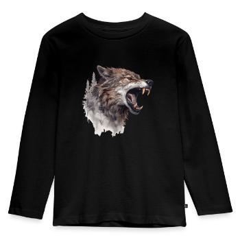 Wolf Wolf Head Scratch Marks Claws Wild Forest Hunter - T-shirt manches longues Premium Enfant - noir - Devant - AI Model Kid Male (0cm)