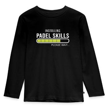 Padel Skills Padel Tennis Spieler - Kinder Premium Bio Langarmshirt - Schwarz - Vorne - AI Model Kid Male (0cm)