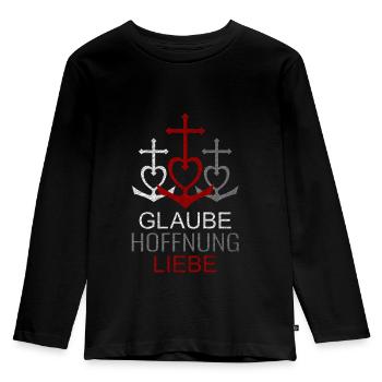 Glaube Hoffnung Liebe - Kinder Premium Bio Langarmshirt - Schwarz - Vorne - AI Model Kid Male (0cm)