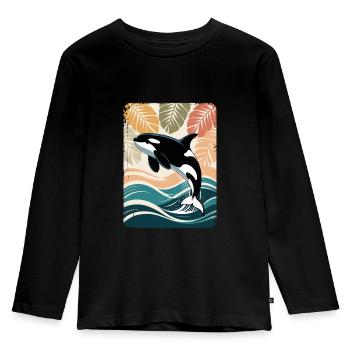 Orka Meerestier Schwertwal Wal Orca - Kinder Premium Bio Langarmshirt - Schwarz - Vorne - AI Model Kid Male (0cm)