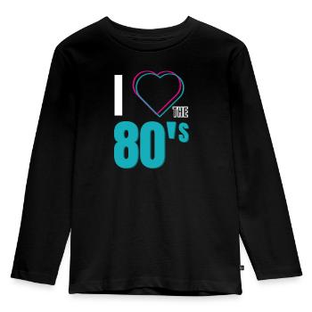 I LOVE THE 80'S - Kinder Premium Bio Langarmshirt - Schwarz - Vorne - AI Model Kid Male (0cm)