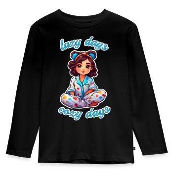 Anime girl in pajamas lazy days, cosy nights - Kids' Premium Longsleeve Shirt - black - Front - AI Model Kid Male (0cm)