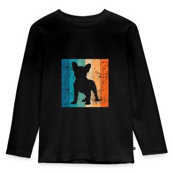 Bulldog Frenchie Dog Dog Lover Retro - T-shirt manches longues Premium Enfant - noir - Devant - AI Model Kid Male (0cm)