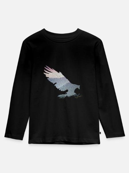 Adler - Kinder Premium Bio Langarmshirt - Schwarz